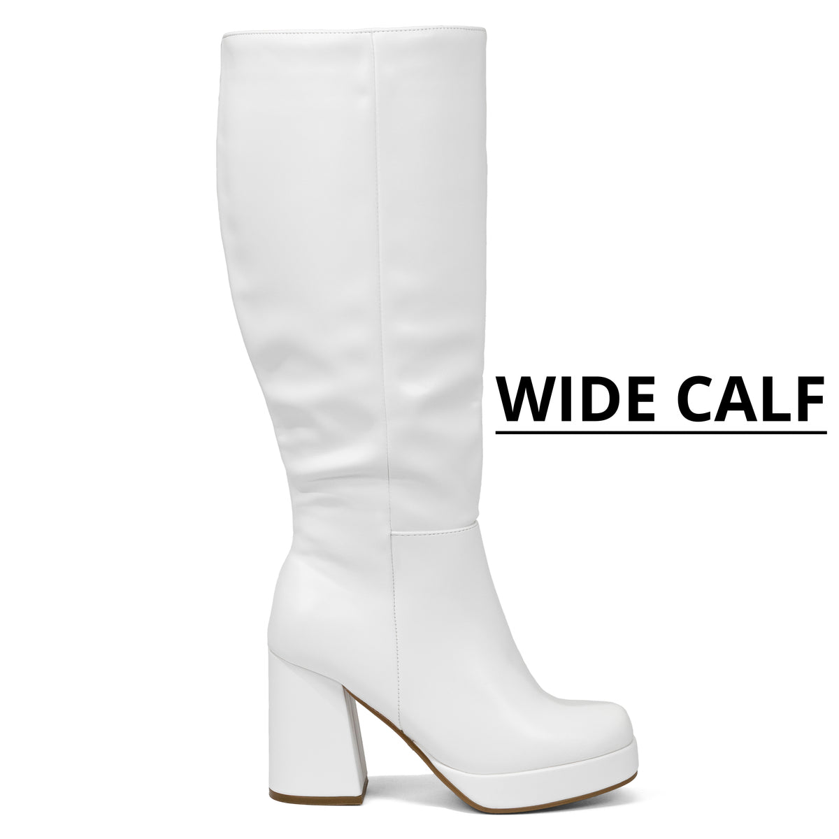 Venom - Women's Wide Calf Knee High Platform Boots, Chunky Block Heel & Round Toe