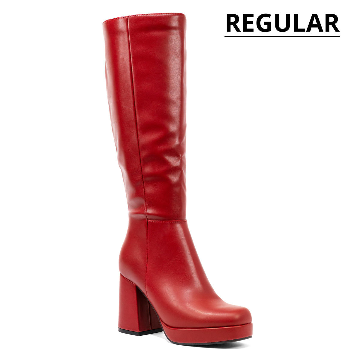 Venom - Women's Knee High Platform Boots, Regular Calf, Chunky Block Heel & Round Toe
