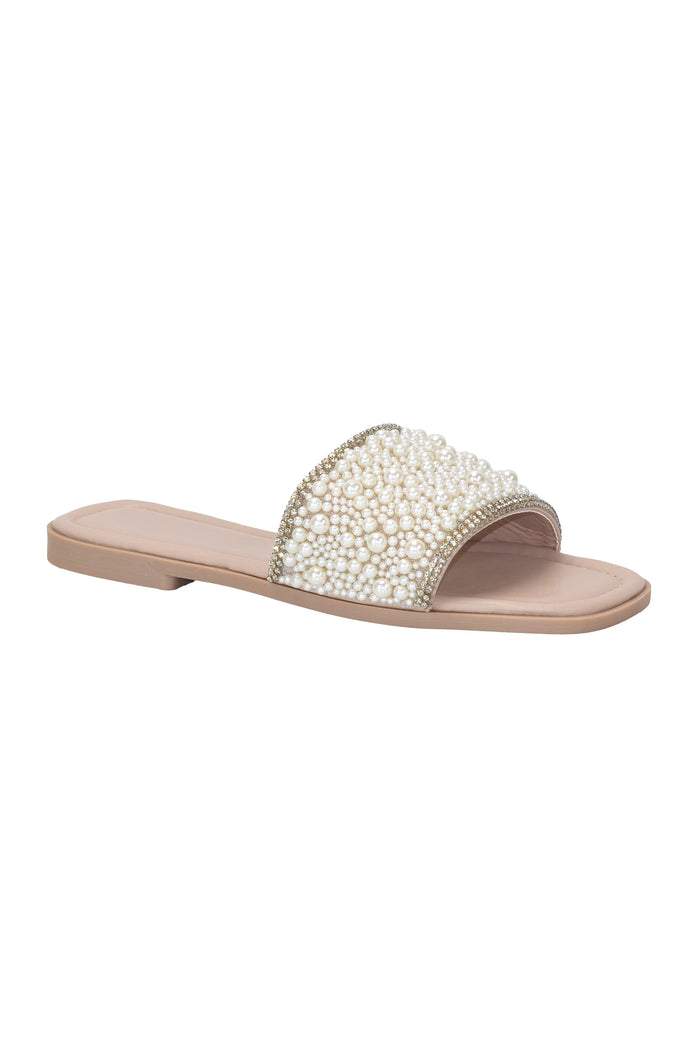Hint - Faux Pearl Detailing Flat Sandals