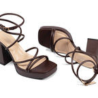 Taurus - Women’s Square Toe Ankle Strap Platform Block Heels