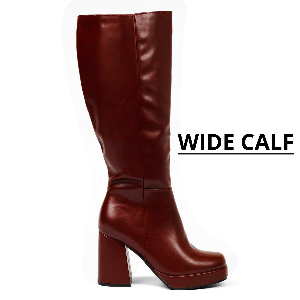 Venom - Women's Wide Calf Knee High Platform Boots, Chunky Block Heel & Round Toe