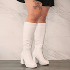 Venom - Women's Knee High Platform Boots, Regular Calf, Chunky Block Heel & Round Toe