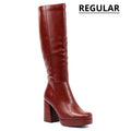 Venom - Women's Knee High Platform Boots, Regular Calf, Chunky Block Heel & Round Toe