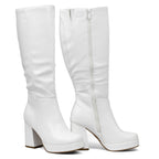Venom - Women's Wide Calf Knee High Platform Boots, Chunky Block Heel & Round Toe