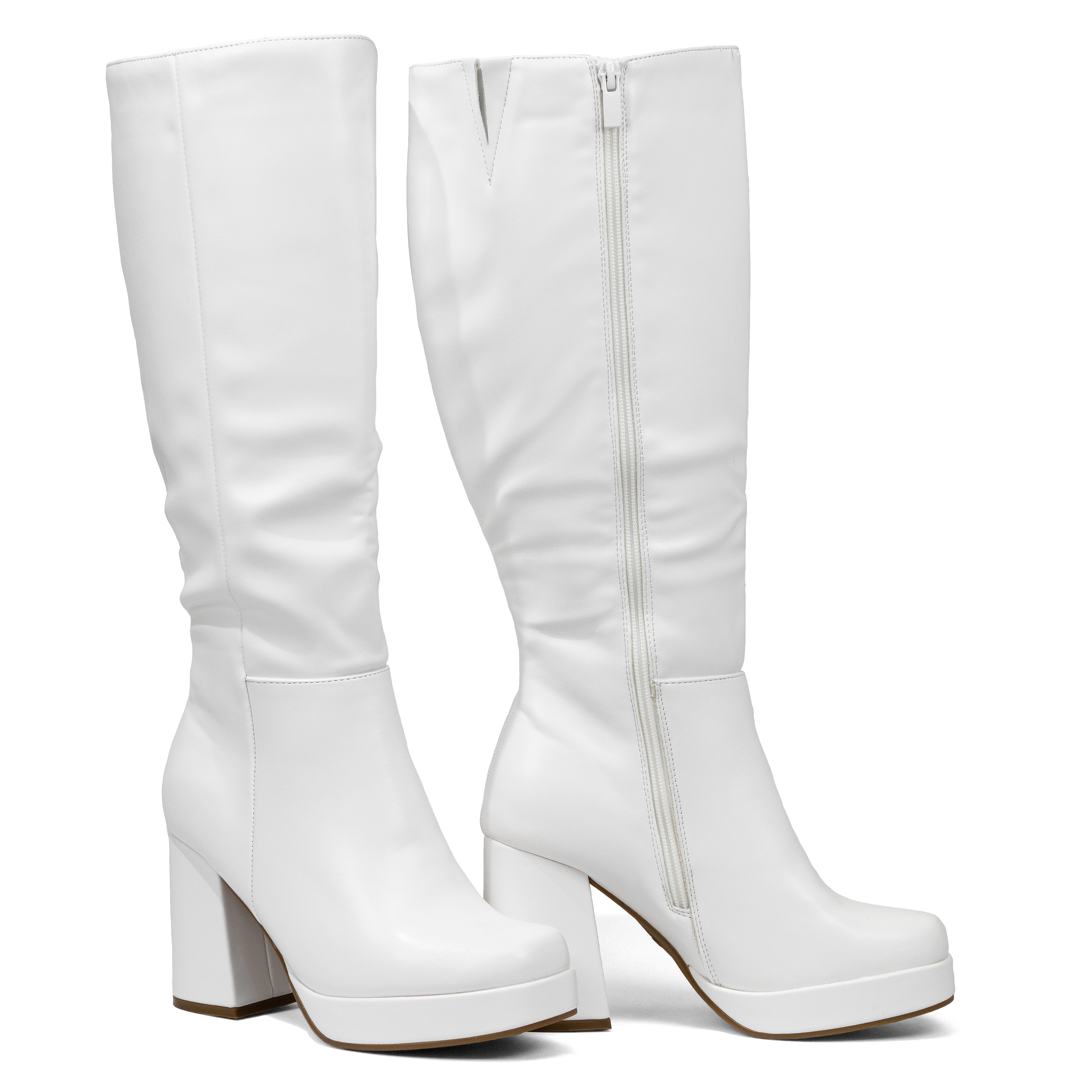 Venom - Women's Wide Calf Knee High Platform Boots, Chunky Block Heel & Round Toe