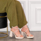 Taurus - Women’s Square Toe Ankle Strap Platform Block Heels