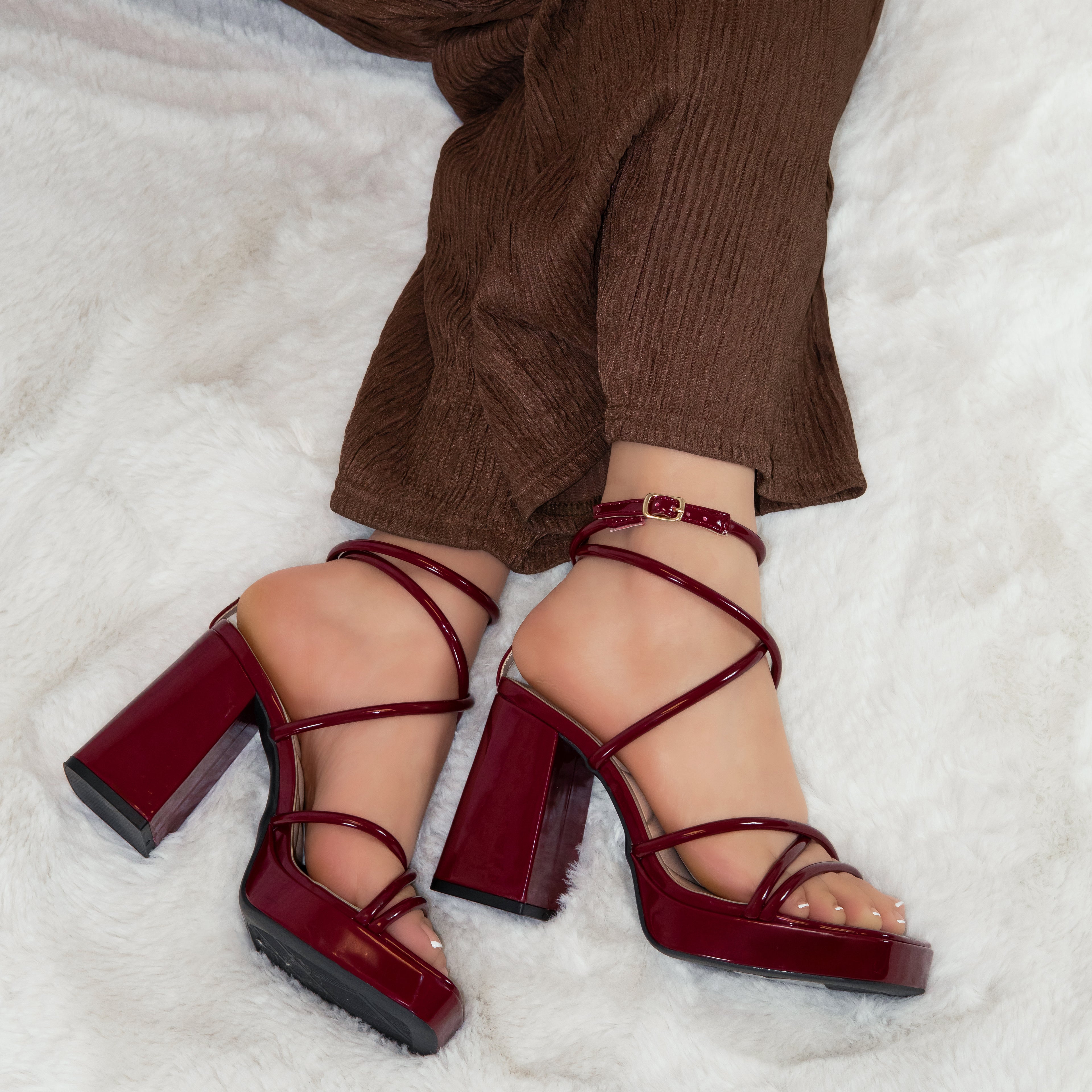 Taurus - Women’s Square Toe Ankle Strap Platform Block Heels