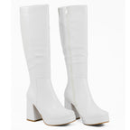 Venom - Women's Knee High Platform Boots, Regular Calf, Chunky Block Heel & Round Toe