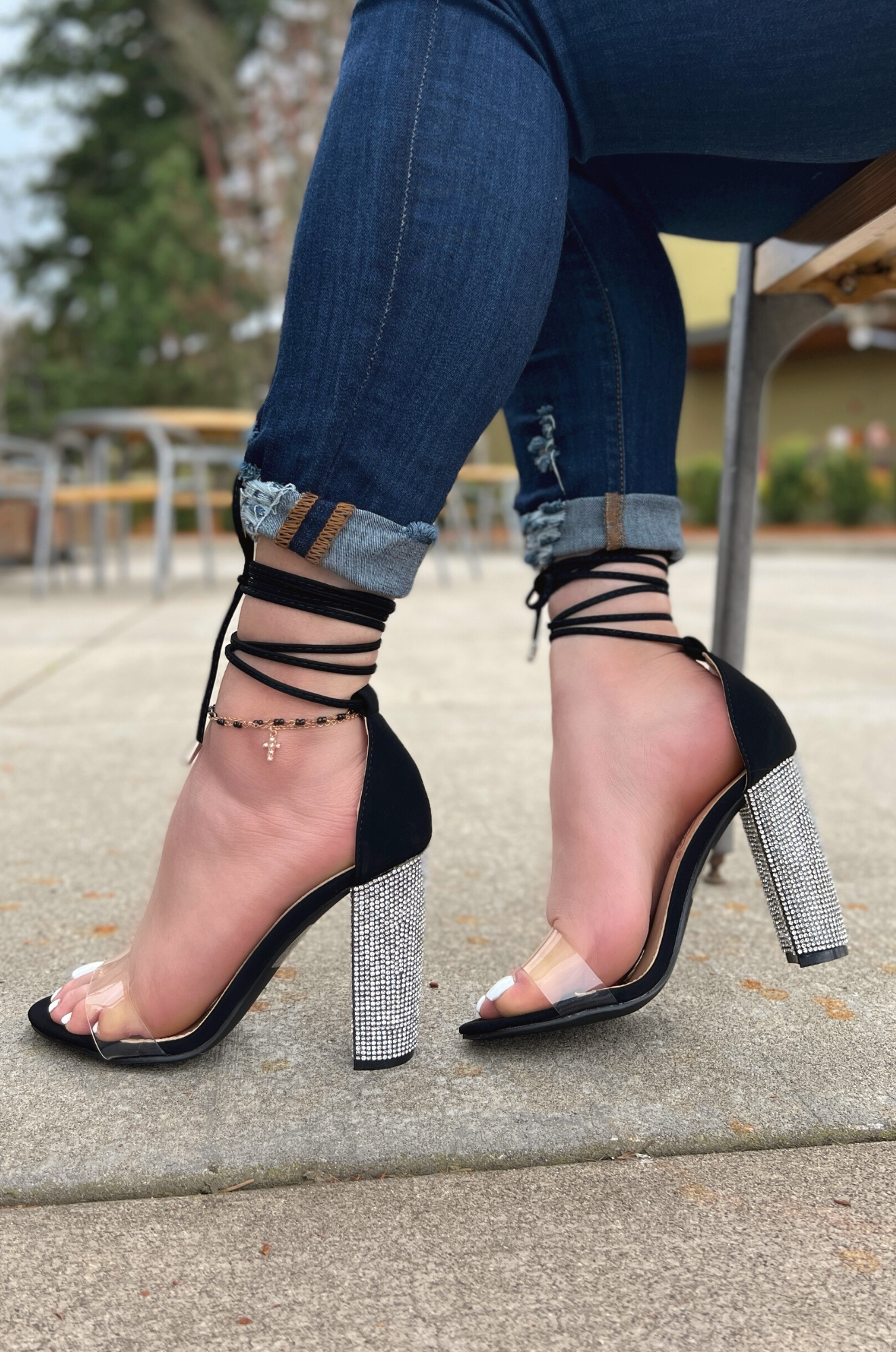 Black Glitter Low Heeled Sandals. Shoes | Low heels, Heels, Low heel sandals